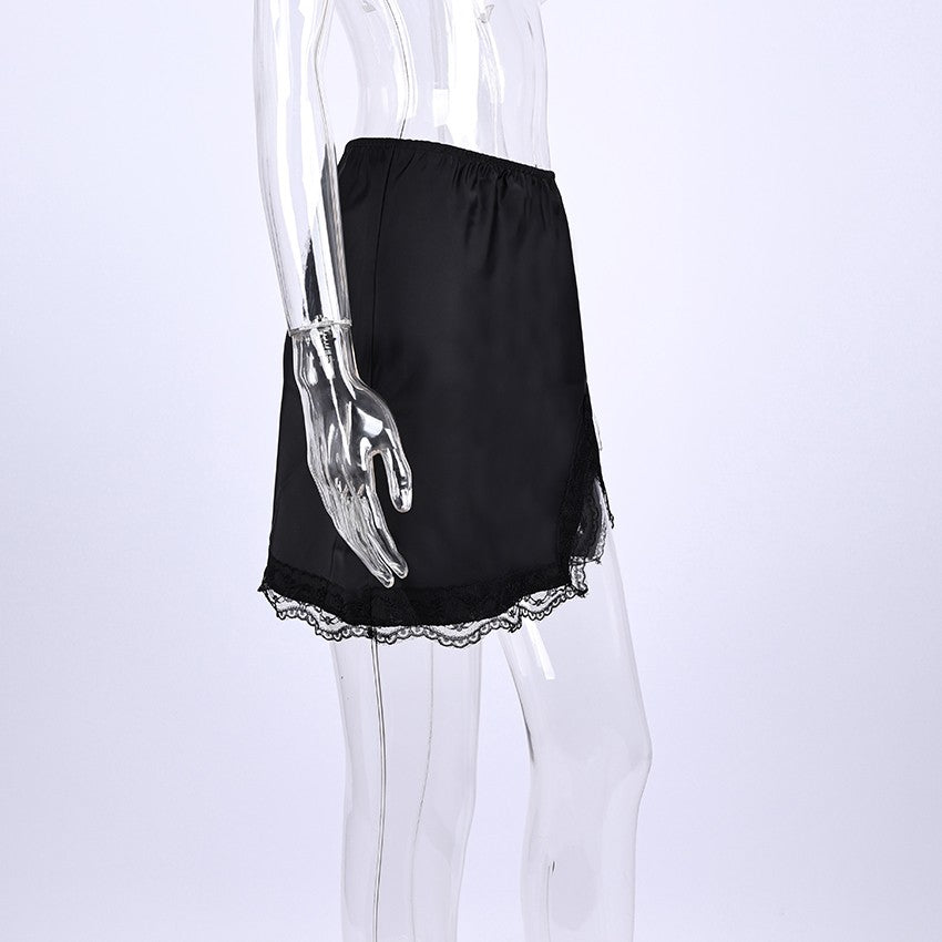 Linad Elegant Satin Embroidery Pencil Skirts Summer Sexy High Waist Split Mini S