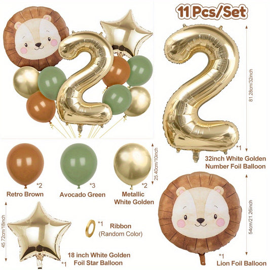 11pcs Cartoon Jungle Safari Animal Head Balloon Lion for Birthday Party Decor 40inch Platinum Digit Jungle Party Decoration Gift