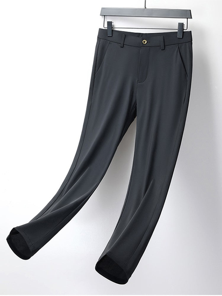 Summer Men's Casual Pants Korean Fashion Light Cool Ice Silk Stretch Golf Pants Slim Fit Suit Pants Male Office Formal Trousers