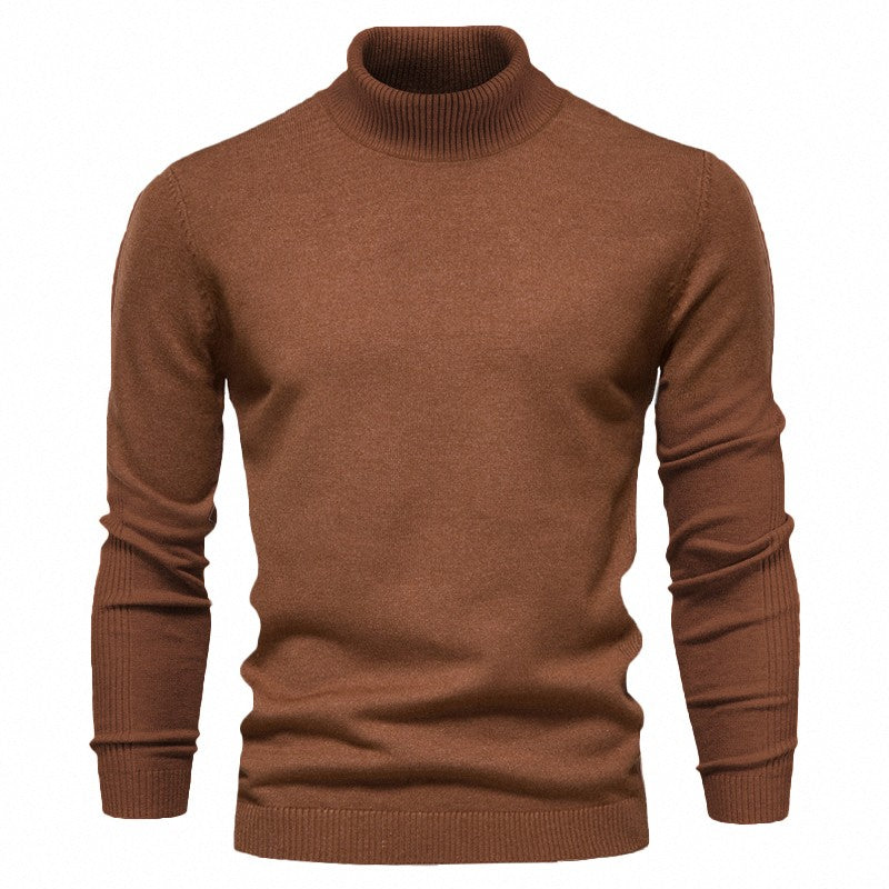 2021 New Winter Men Turtleneck Sweater Casual Solid Color Warm Pullover High Quality Slim High Neck Long Sleeve Sweater Men