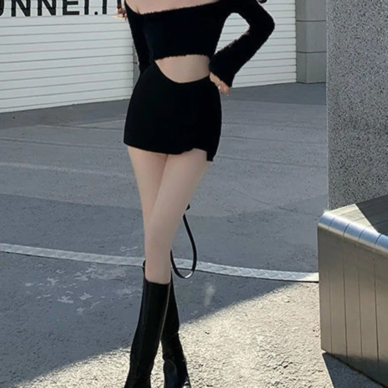 Black Split Mini Skirts Women Summer Sexy Club High Waist Slit Skirt Streetwear