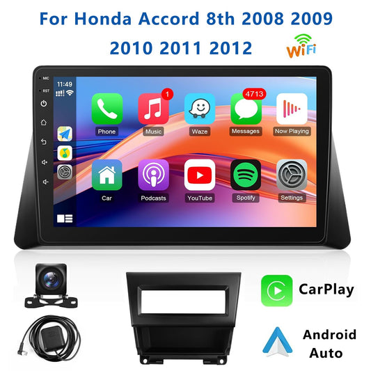 10.1 Inch Wireless Car Radio for Honda Accord 8th 2008-2013 CarPlay Android Auto Touchscreen Car Stereo with Rear Camera GPS FM