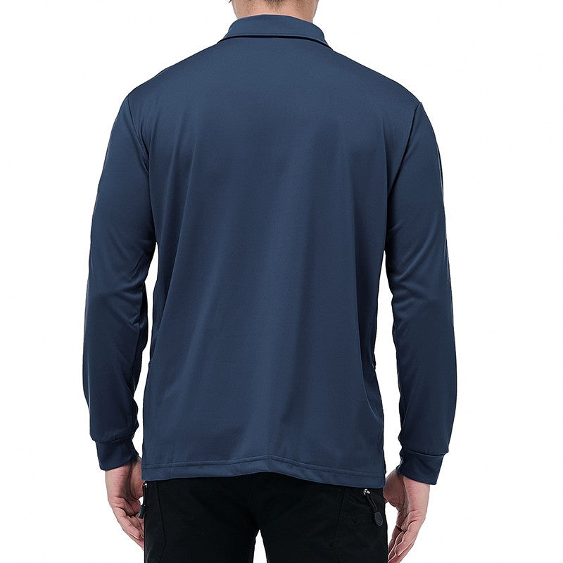 Men's Lightweight Long Sleeve Polo Shirt Performance Tactical Casual Outdoor Hiking Collared Shirts Pique Jersey Golf Shirt