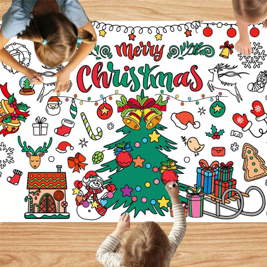 Xmas Giant Coloring Poster Tablecloth Christmas Crafts For Kids Paper Coloring Banner Kids Gifts Christmas Party Decorations