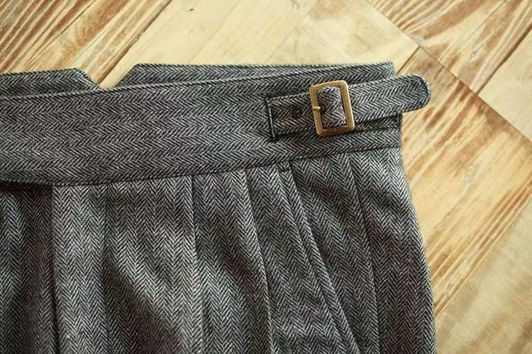 Vintage Gurkha Pants Men England Style High Waist Smart Casual Straight Trousers Autumn Winter Woolen Fashion Naples Suit Pant