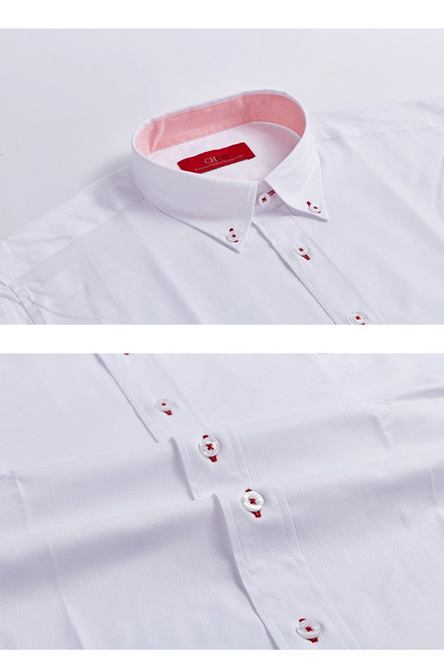 CHCH 2024 New Fashion 100% Cotton Long Sleeve Shirt Solid Slim Fit Male Social Casual Business Shirts High Quality