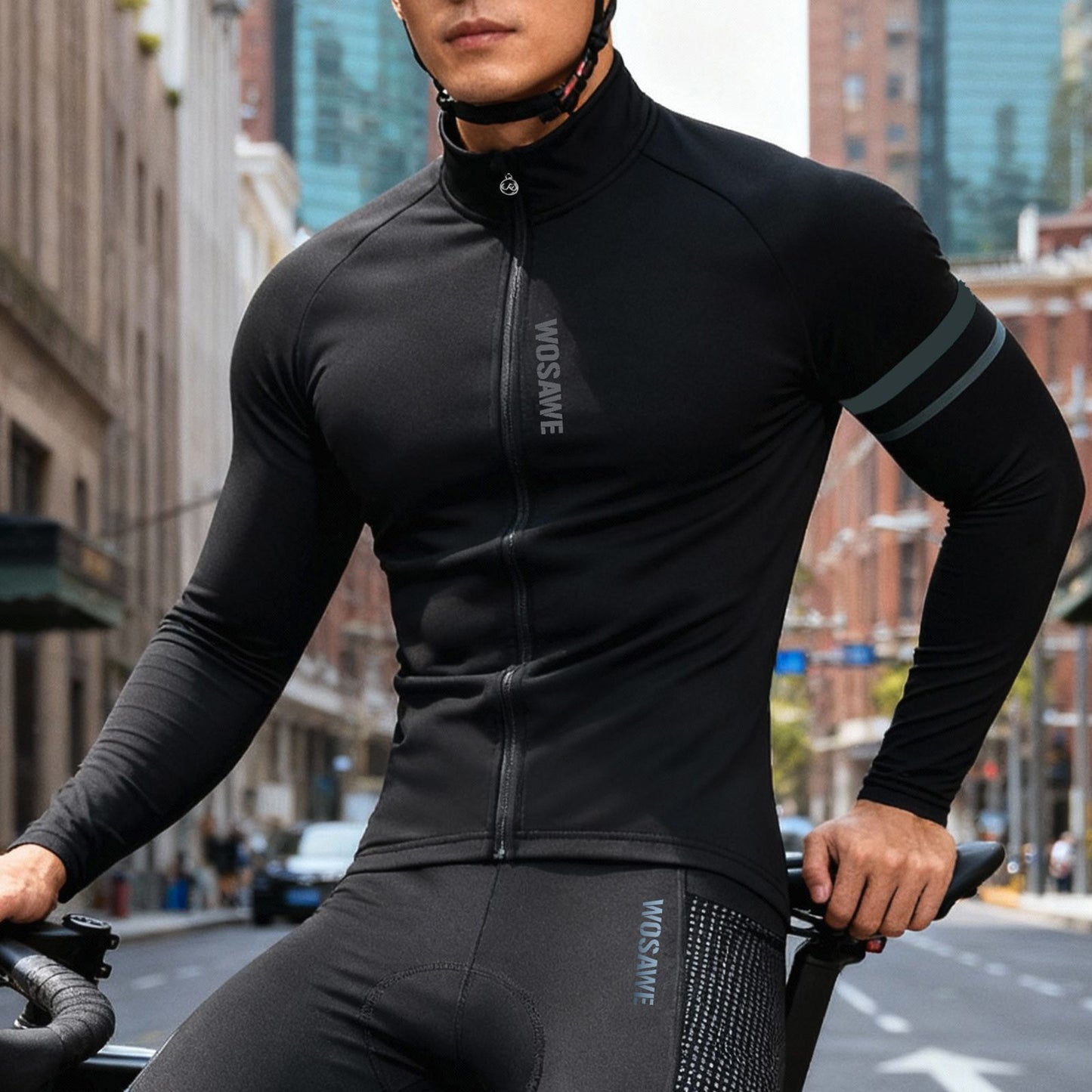 WOSAWE Winter Men's Cycling Jacket Waterproof Windproof Thermal Fleece Bike Jersey MTB Road Cycling Snowboarding Ski Jacket Coat