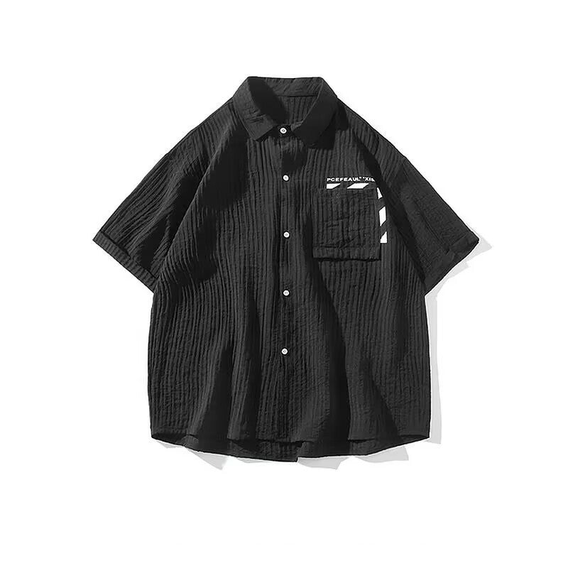 Retro workwear short sleeved suit men's summer thin half sleeved shirt men's street suit MH210