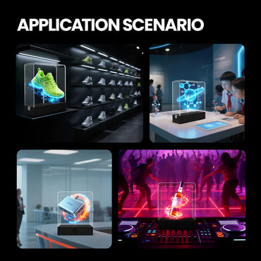 3D Glasses-Free Holographic Fan LED Light Display Box for Halloween & Christmas Desktop Decor Plays Videos & Images