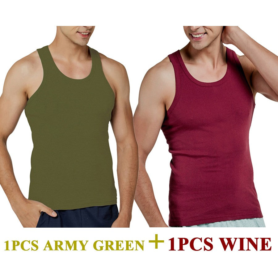 Tank Tops Men 2025 Summer 100% Cotton Cool Fitness Vest Sleeveless Tops Gym Slim Colorful Casual Undershirt Male 7 Colors 1PCS