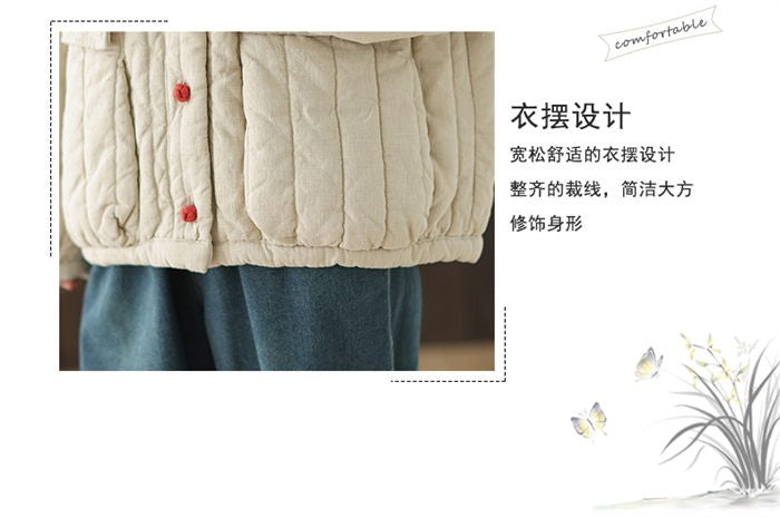 Cotton And Linen Women's Quilted Jacket 2024 New Autumn And Winter Retro Chinese Style Short Thick Casual Padded Coat Top K2675