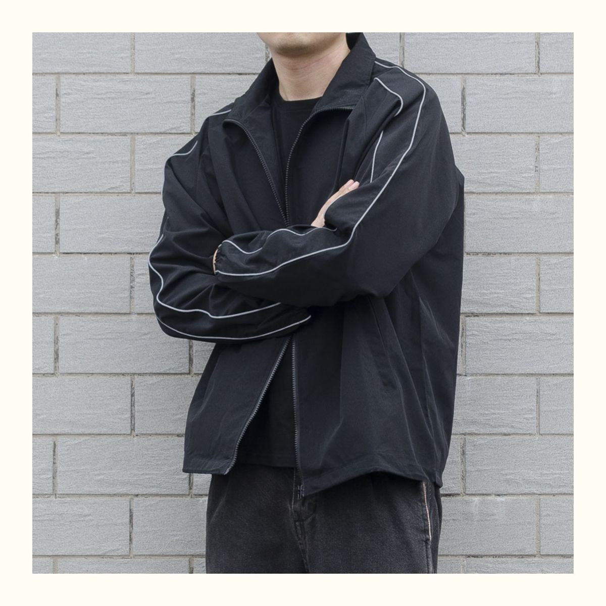 Jackets Men Autumn Pockets Casual Patchwork Loose Windbreaker Stripe Zipper Stand Collar Waterproof Outdoor Sports Bomber Jacket
