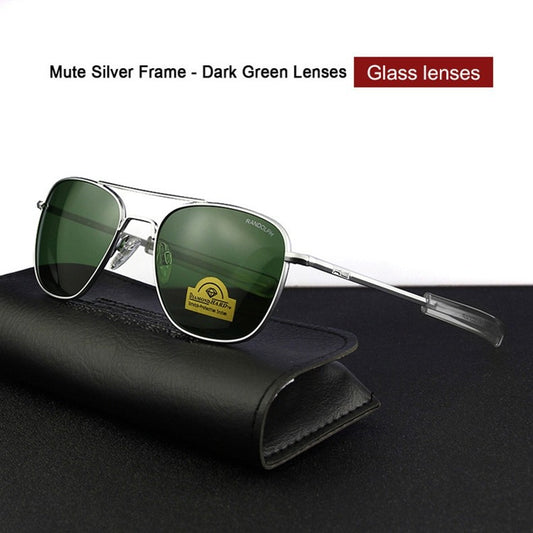American RE Sunglasses Men Army Military Aviation Pilot Sun Glasses Woman Luxury Brand Vintage With Original Box
