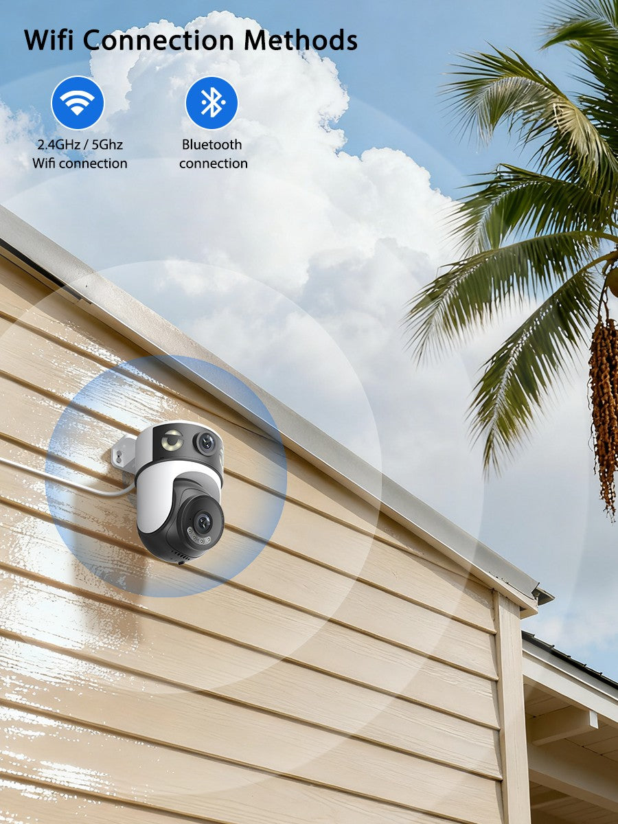 10MP 5K Dual Lens PTZ IP Camera with Dual Screen 8MP Ai Human Detection Auto Tracking Wireless Outdoor Surveillance Camera O-KAM