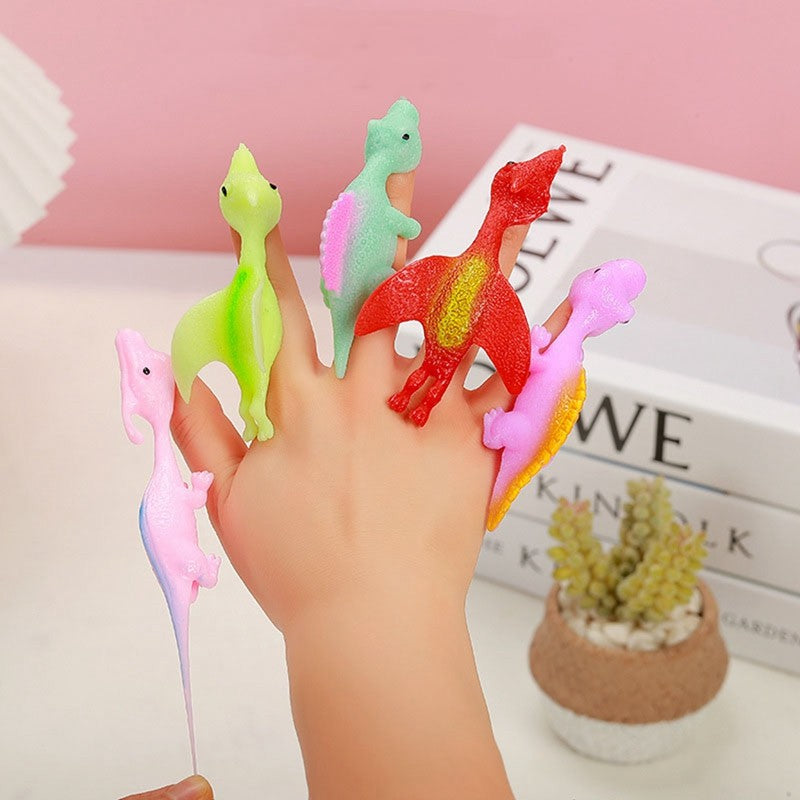 10/20PCS Creative Dinosaur Kids Stress Relief Toys Soft Rubber Finger Slingshot Novelty Toy Birthday Gifts Children Party Gifts
