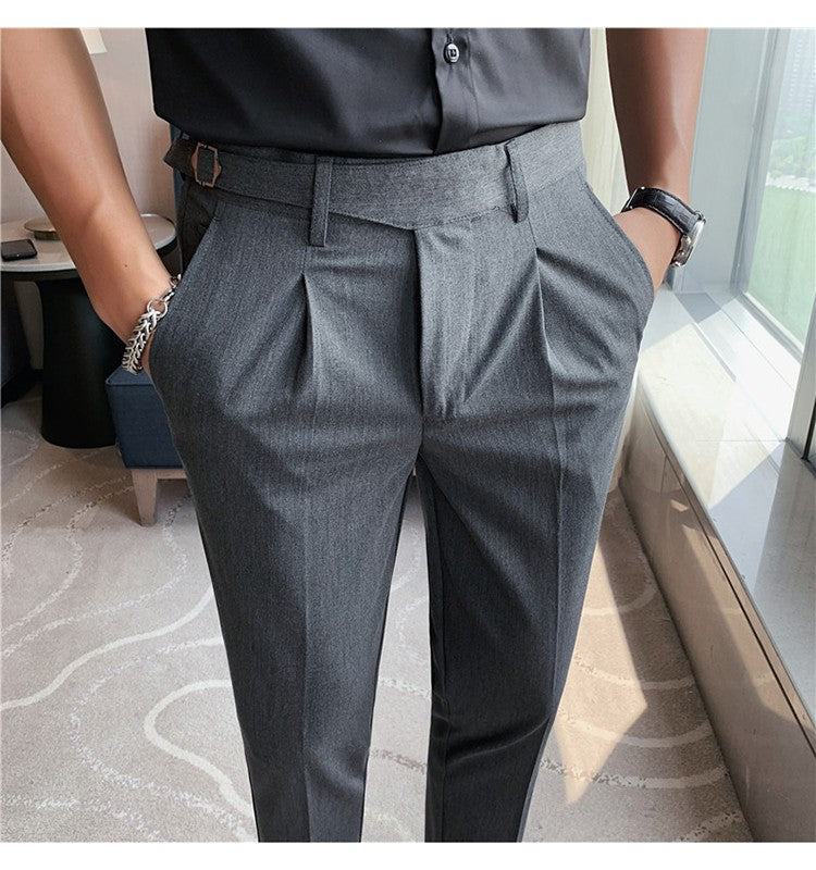 High Quality Elasticity Suit Pants Men Formal Business Office Social Dress Pants Slim Fit Casual Wedding Ankle Trousers Pantalon
