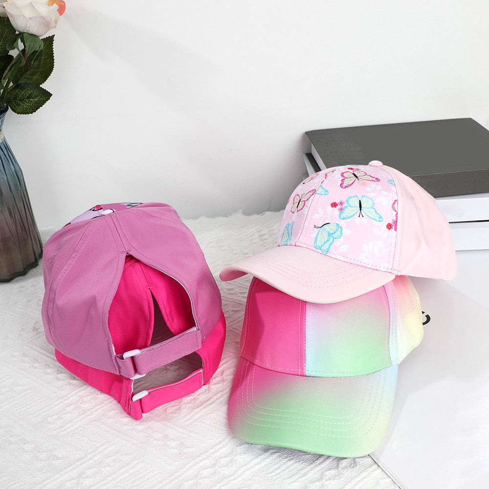 Boné de beisebol infantil de moda para meninas e meninos, chapéu de sol, boné de rabo de cavalo vazado, bonés snapback infantis de hip hop, bonés ajustáveis