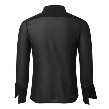 Men's Clothing Mesh See Through Mesh Sexy Long Sleeve Shirt Solid Color Button-down Vintage Streetwear Retro Party Tops S-3XL