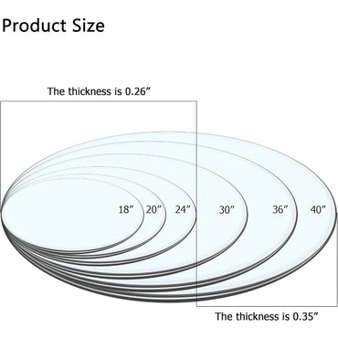 28 Inch Tempered Glass Table Top, 0.26 Inch Thick, Clear Pencil Polished Edge, Suitable for Patio, Dining, Coffee, and Side Tabl
