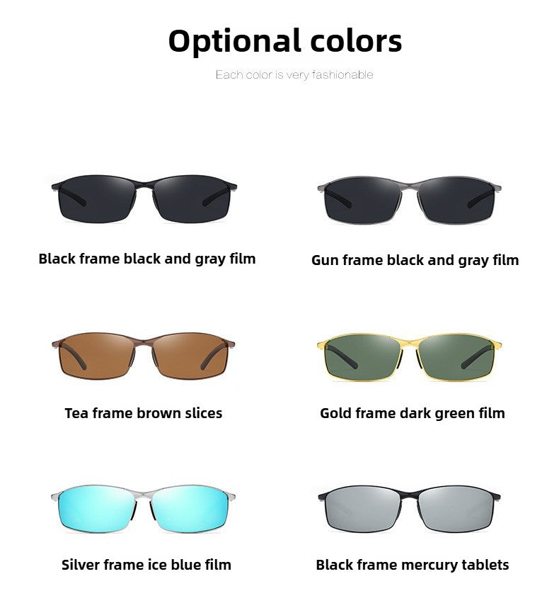 Óculos de Sol Polarizados com Armação de Metal e Lentes Fotocromáticas, Visão Noturna, Adequados para Esportes, Ciclismo, Pesca, Condução e Acampamento