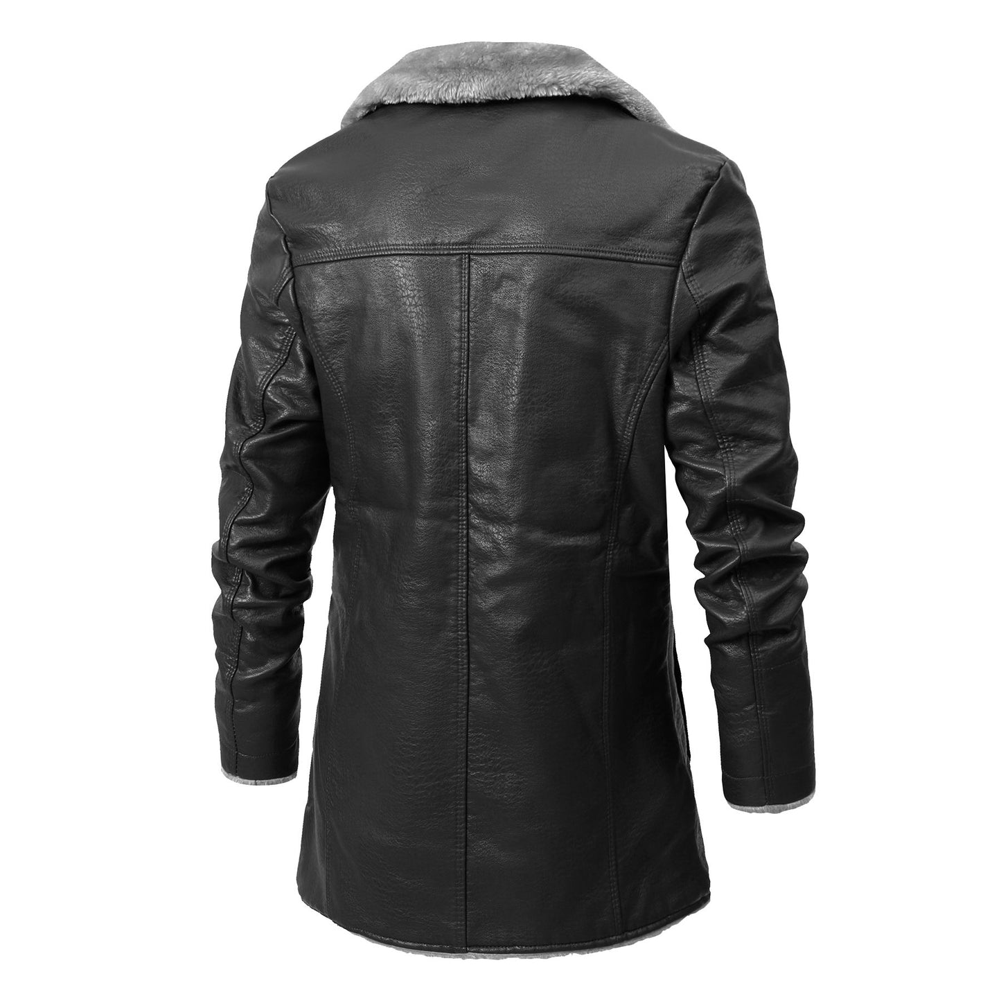 Men Coat Winter Long Leather Jacket Casual Jackets Coats New Faux Leather Vintage Biker Jacket Men Windproof Motorcycle Jacket