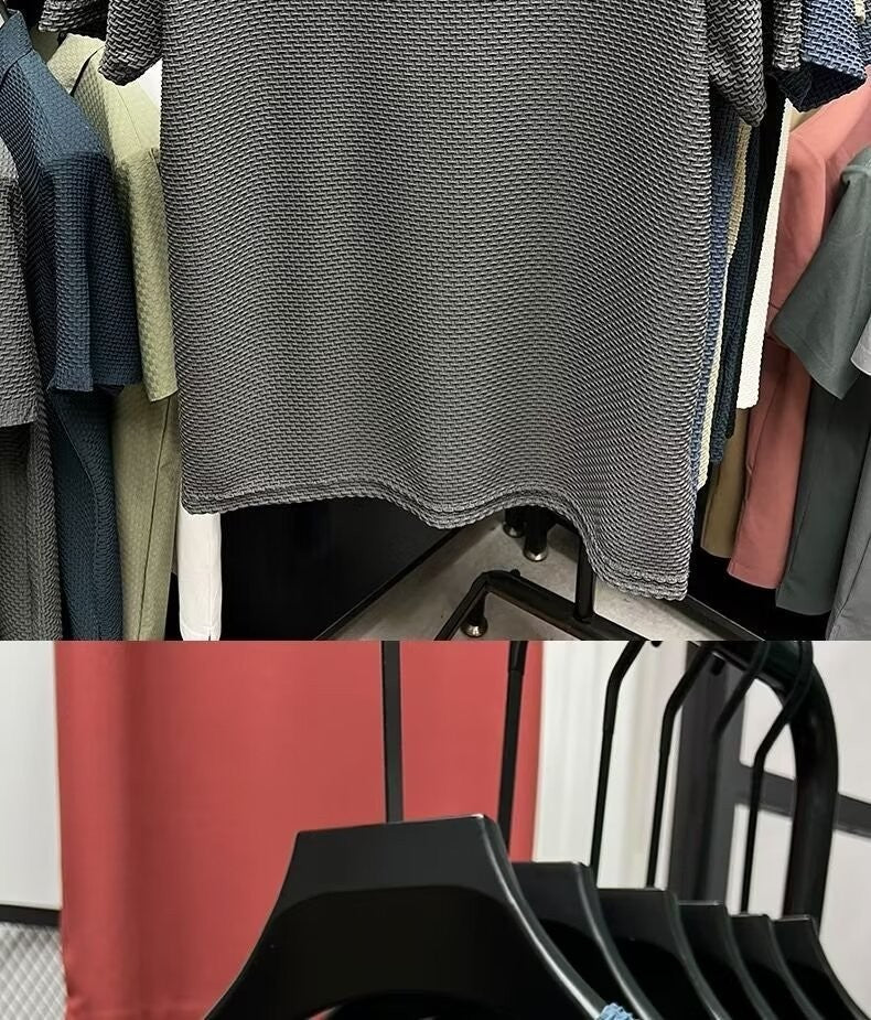 MINISO Bamboo Mesh Ice Silk T-shirt Men's Short sleeved Round Neck New T-sleeved Men's Bottom Shirt Summer Solid Color Men's Top