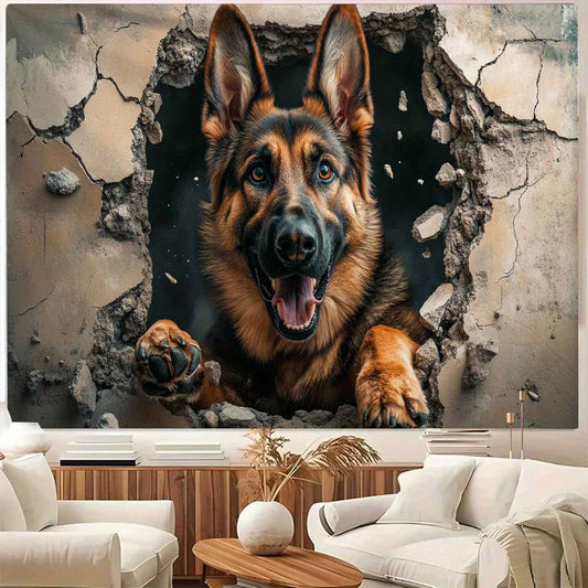 3D Wolf Dog Breakthrough Wall Tapestry-Suitable for Living Room, Bedroom, Dormitory Decorative Wall Art Hanging Cloth