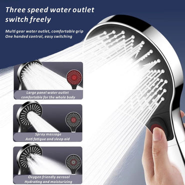 New 1pc 130mm Big Panel 3 Modes Shower Head High Pressure Water Massage Shower With Head Filter Element Bathroom Accessories