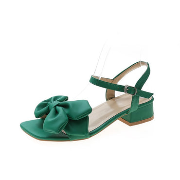 Large Solid Color Open-toe Sandals Women Summer New One-line Buckle Fashion Temperament Bow Knot Comfortable Women Shoes