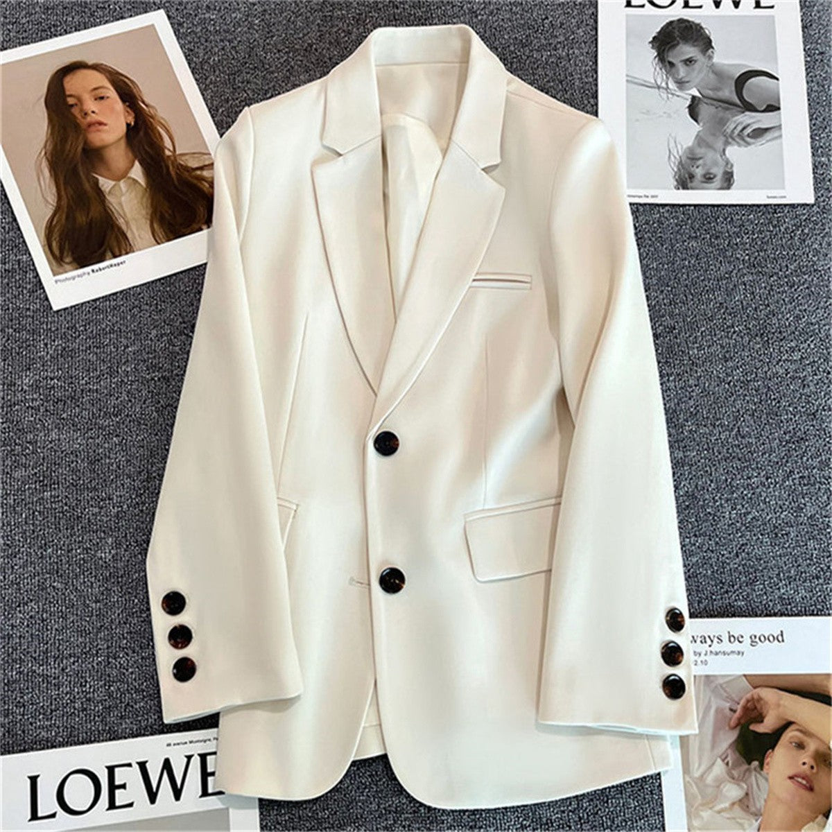 Women Jacket New in Korean Fashion Small Suit Top Brown Suit Coat Clothes Loose Straight Temperament Slim Blazer for Women Chic