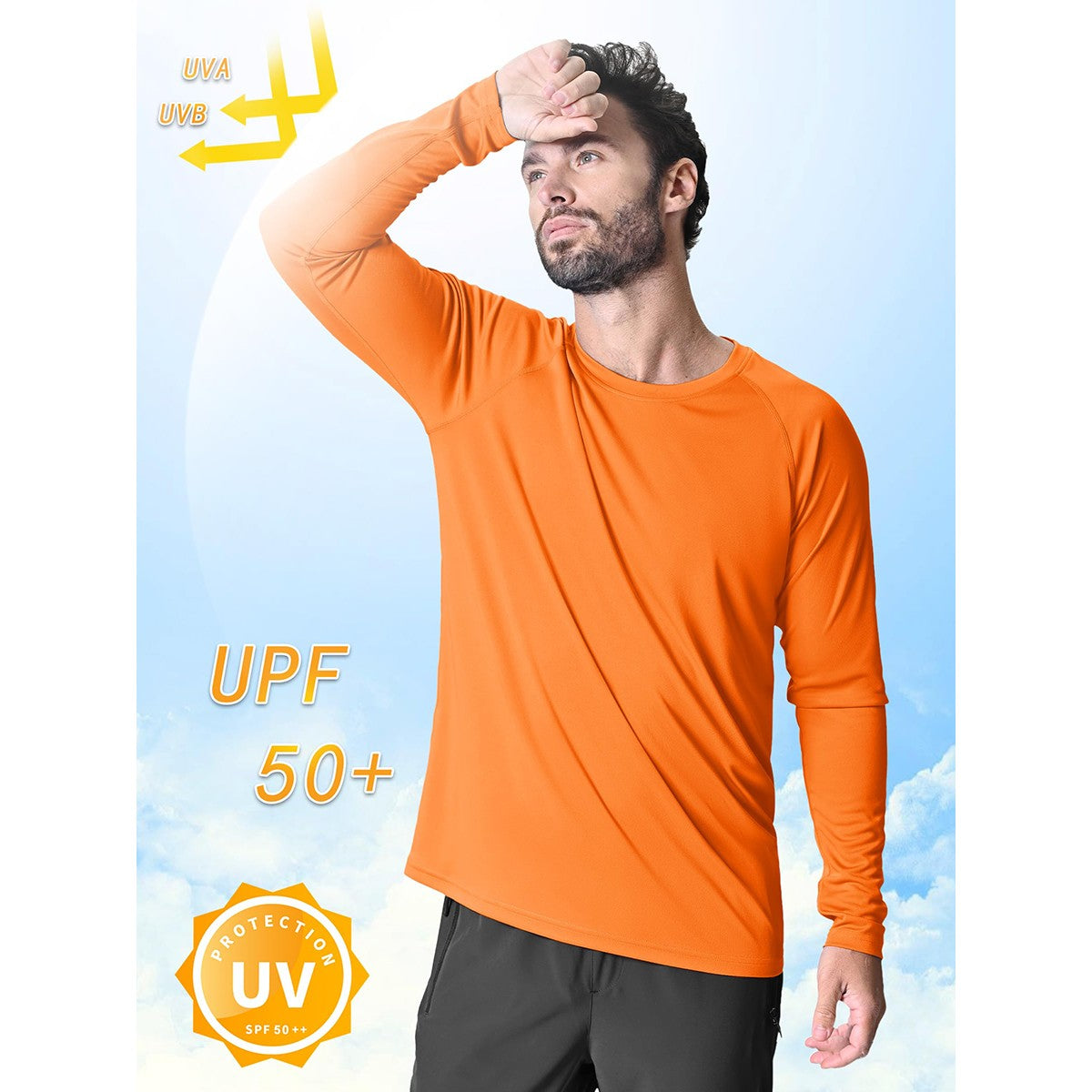 TACVASEN UV Shirt Men's O-Neck Long Sleeve UPF 50+ Sun Protection T-Shirt Quick Dry Sports Tee Hiking Fishing Outdoors Pullovers