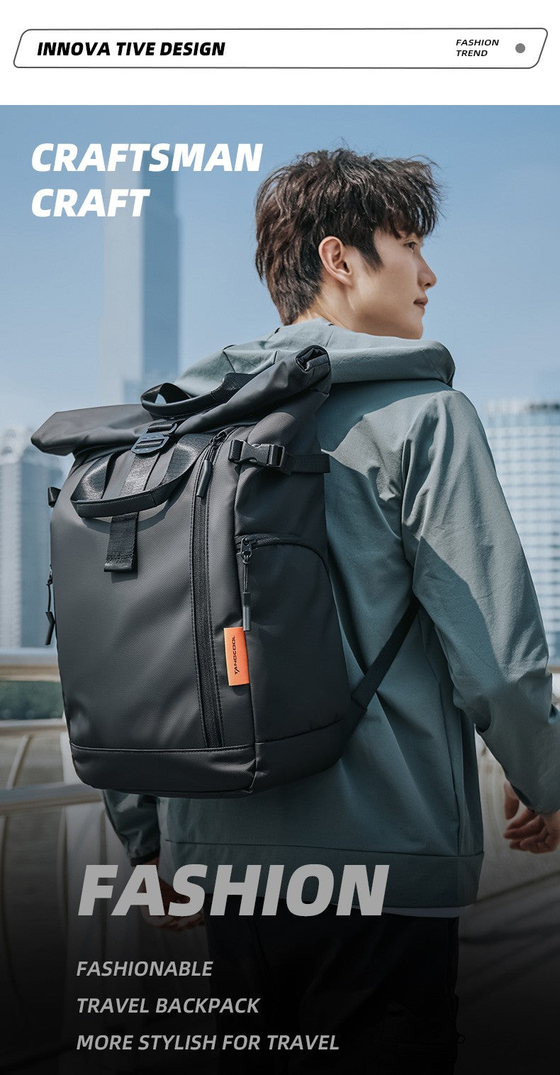 Mochila Masculina para Notebook 15,6" Tangcool - Grande Capacidade, Multifuncional, Fecho Rolê, Leve, para Viagem, Impermeável, Escolar