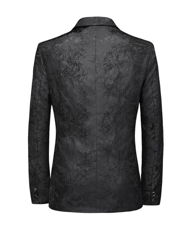 Classic Black Jacquard Suit Male Business Casual Coat Size 6XL-S Fashion Men Wedding Party Tuxedo Dress Blazers Slim Fit Tops