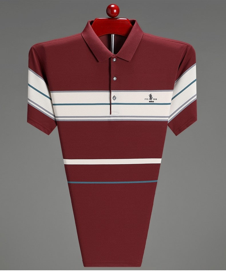 Luxury men's short sleeved polo shirt summer fashion hot selling striped top badge original design golf casual business T-shirt