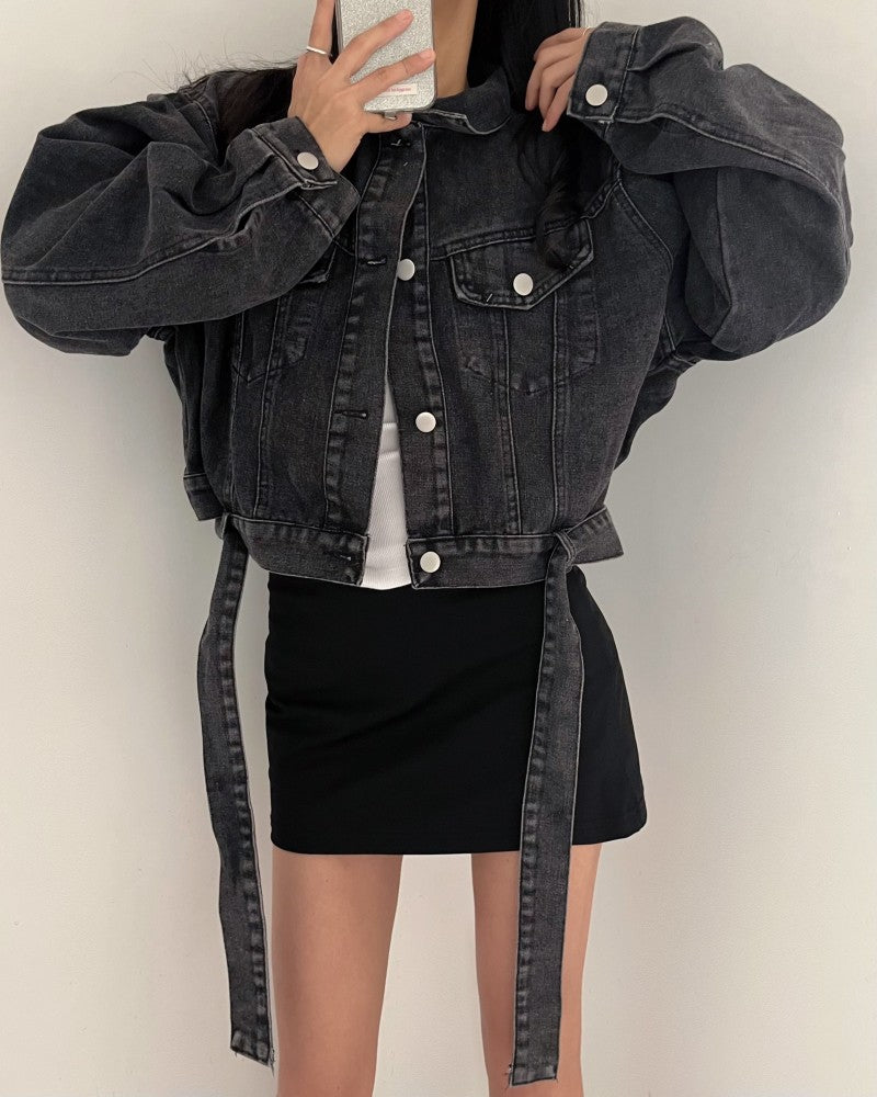 2 colors Women's casual Jean Coats 2025 Spring Women Denim Jacket Long Sleeve cropped Female Girls streetwear(N2418)