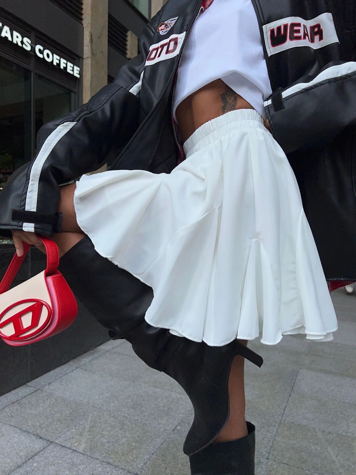 Wolfeel Summer White Mini Skirt High Waist Sexy Cute Ruffle Vintage Tennis Skirt