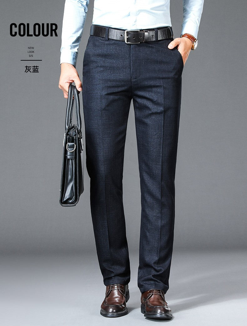 New Business Casual Suit Pants Men Solid High Waist Straight Office Formal Trousers Mens Classic Style Suit Long Pants Plus Size