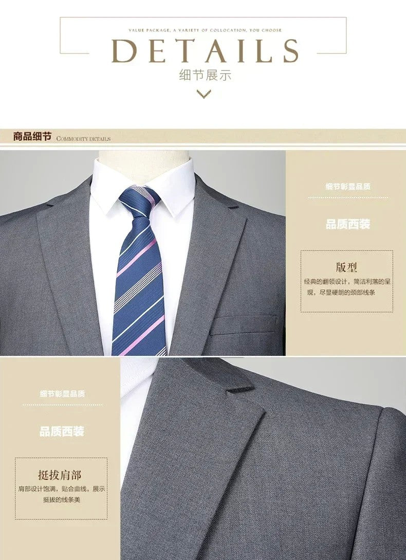 S-8XL New (Blazer+ Pants) Men's Fashion Business Gentleman Trend Slim-fit Casual Wedding Travel Plus-size Solid Color Suit