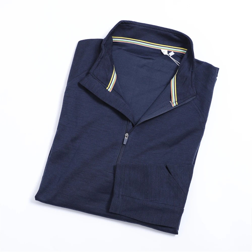 42% Merino Wool Base Layer Shirt Men 1/2 Zip Thermal Underwear Long Sleeve Shirts 210G Hiking Sports Breathable Wicking Moisture