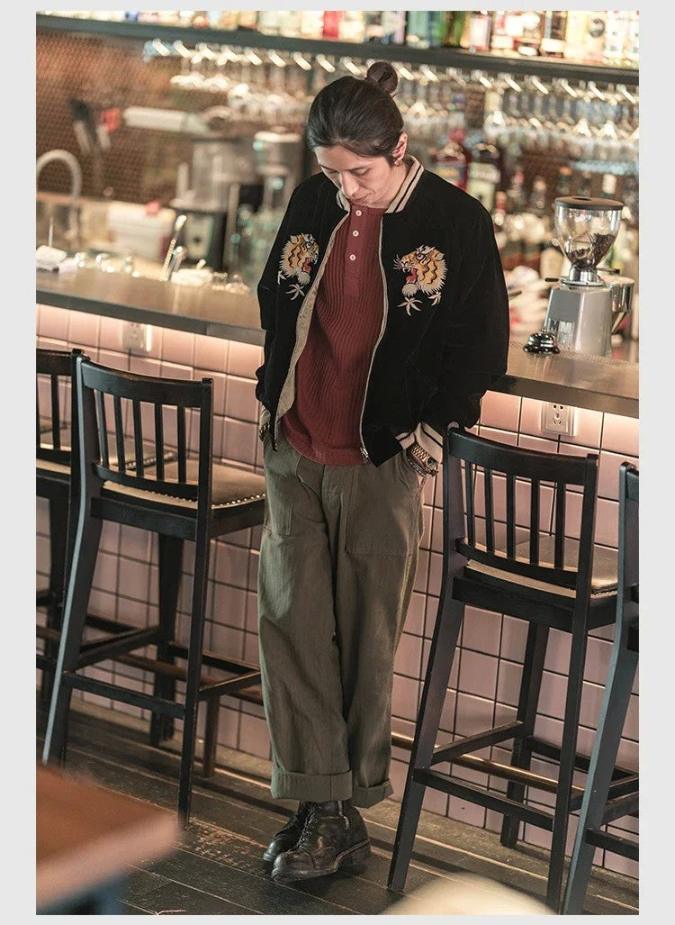 Non Stock Suka Reversible Souvenir Jacket Embroidered Sukajan Baseball Outerwear