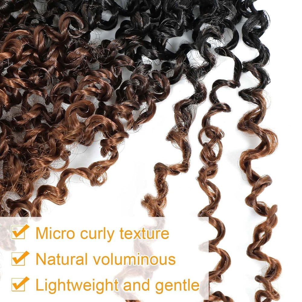 Cabelo de Crochê Yanky Twist de 8" pré-enrolado, Ombre Marrom, Cabelo de Crochê Sintético com Pontas Cacheadas, Cabelo de Crochê Yank Twist para Mulheres Negras