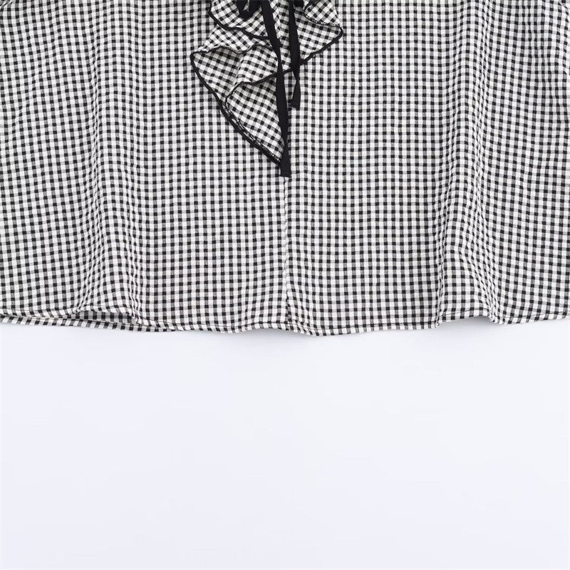 Women's Shirt Fall 2025 New Red Check Long Sleeve Stacked Decoration Pastoral Collegiate Shirt Casual Fashion Lively Personality