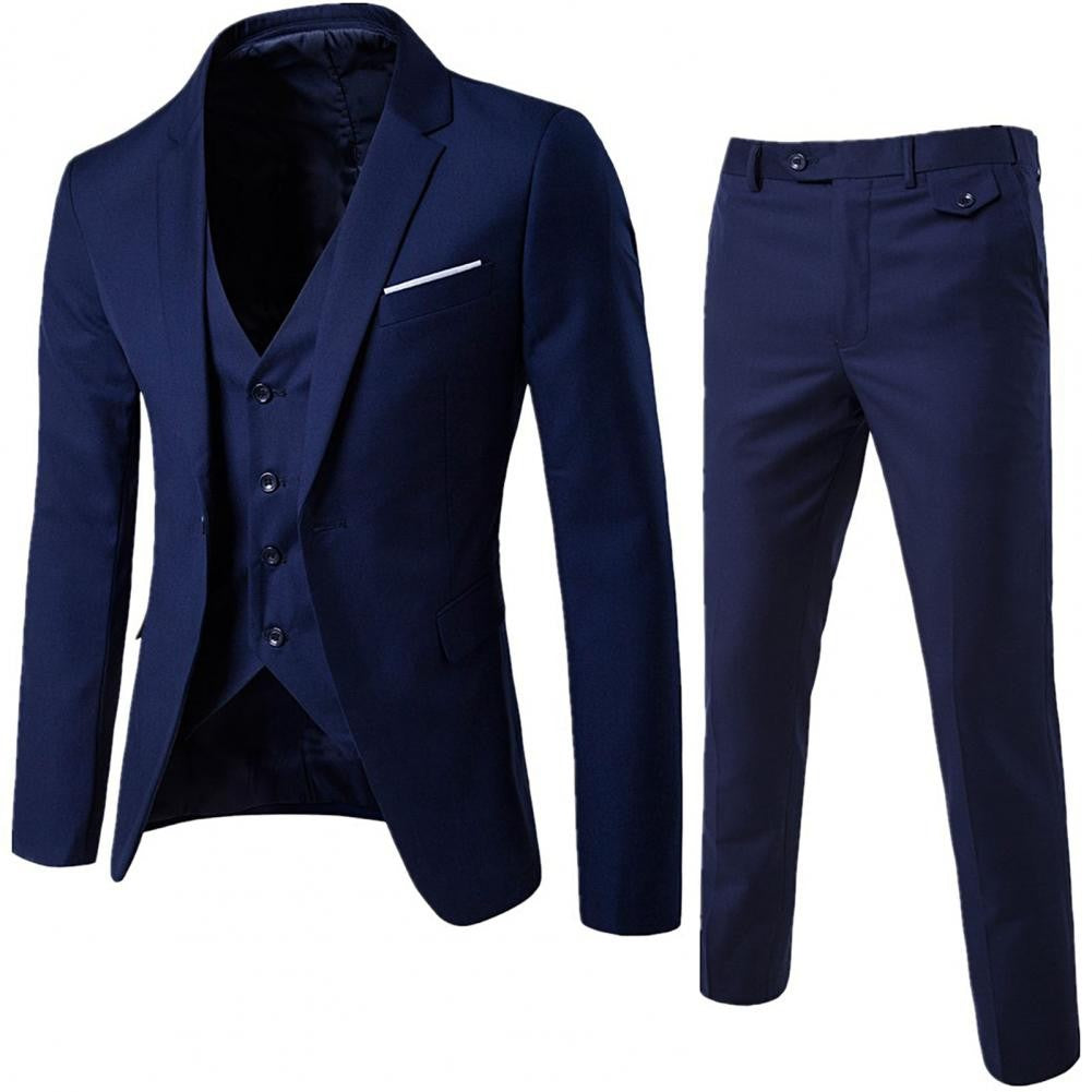 3pcs Suit Men Slim Formal Suit Solid Color Vest Pants Set 3 Piece Mens Suit Business Suit costume homme ?????? ???????