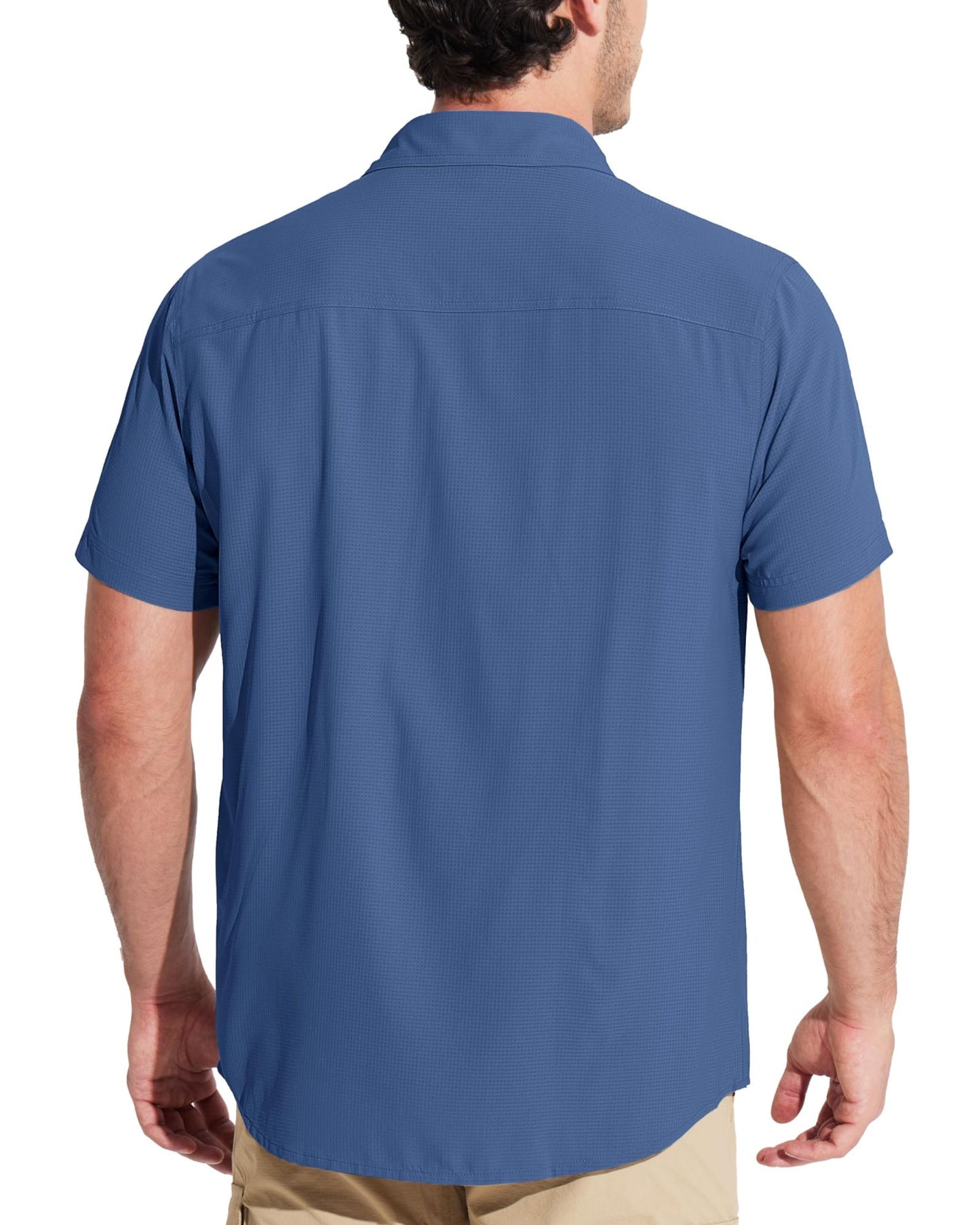 TACVASEN Quick Dry Short Sleeve Shirts Men's UPF 50+ Sun Protection Work Cargo Shirts Mesh Breathable Hiking Fishing Shirts Man