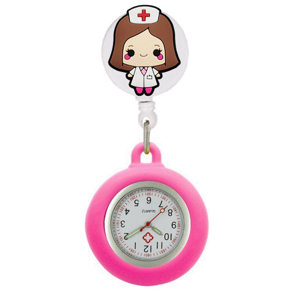 Lovely Hospital Medical Nurse Doctor Icons Cartoon FOB Pocket Watches Fashion Accessories Unisex Women Mens Clip Hang Clock Gift