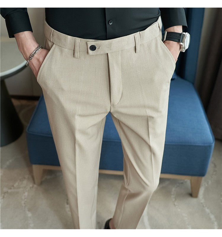 Men Suit Pant Autumn Elastic Waist Solid Slim Fit Dress Pants Business Casual Office Social Trouser Plus Size 40 38 Men Clothing