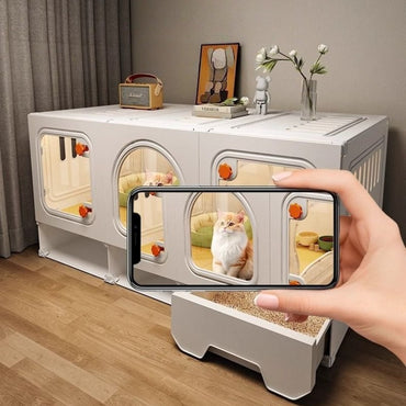 Casa de Gato Grande Gaveta Transparente Casas de Gato Habitats Divisão Gatos de Estimação Gaiola de Gatinhos com Quarto de Armazenamento Gaiolas de Gatinhos