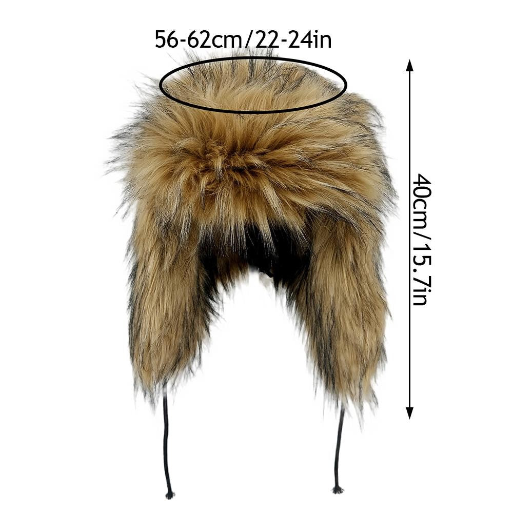 Gorro de inverno russo feminino com proteção de orelha de pele sintética, gorro corta-vento quente para senhoras, moda de luxo, chapéu de esqui de cor sólida com aba larga