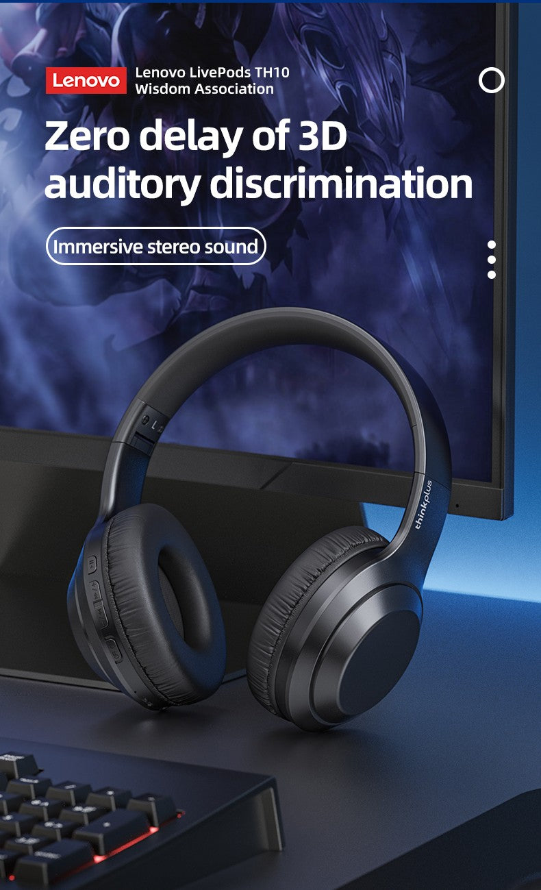Fone de ouvido Lenovo Thinkplus TH10 TWS Estéreo com baixa latência e longa duração para jogos, fones de ouvido Bluetooth para música com microfone