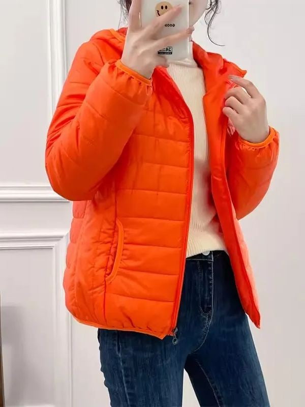 Minimalist Light Weight Women Down Cotton Jackets 2024 New Winter Korean Style Hooded Quilted Parkas Female Windbreaker Outwear